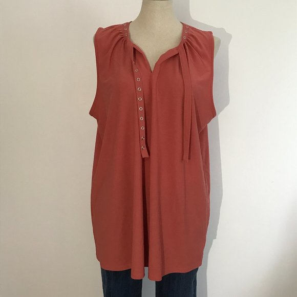 Lily Morgan - Sleeveless Coral Top / Tank / Tunic - Picture 2 of 6